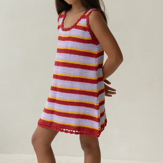 Crochet Mini Dress Sunset Stripe