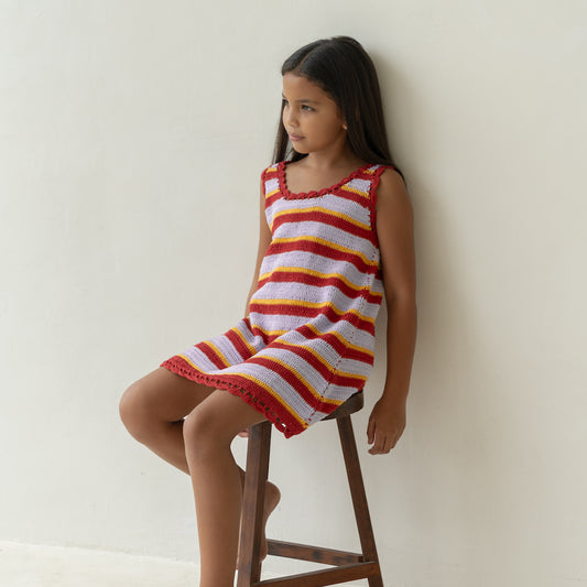 Crochet Mini Dress Sunset Stripe