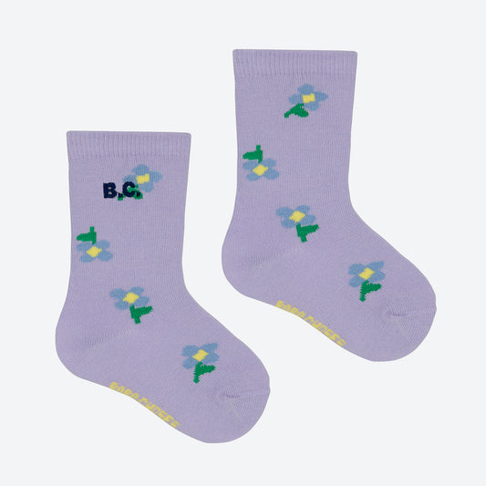 Baby Pansy Flower All Over Long Socks