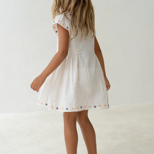 Blossom Dress Natural Embroidered