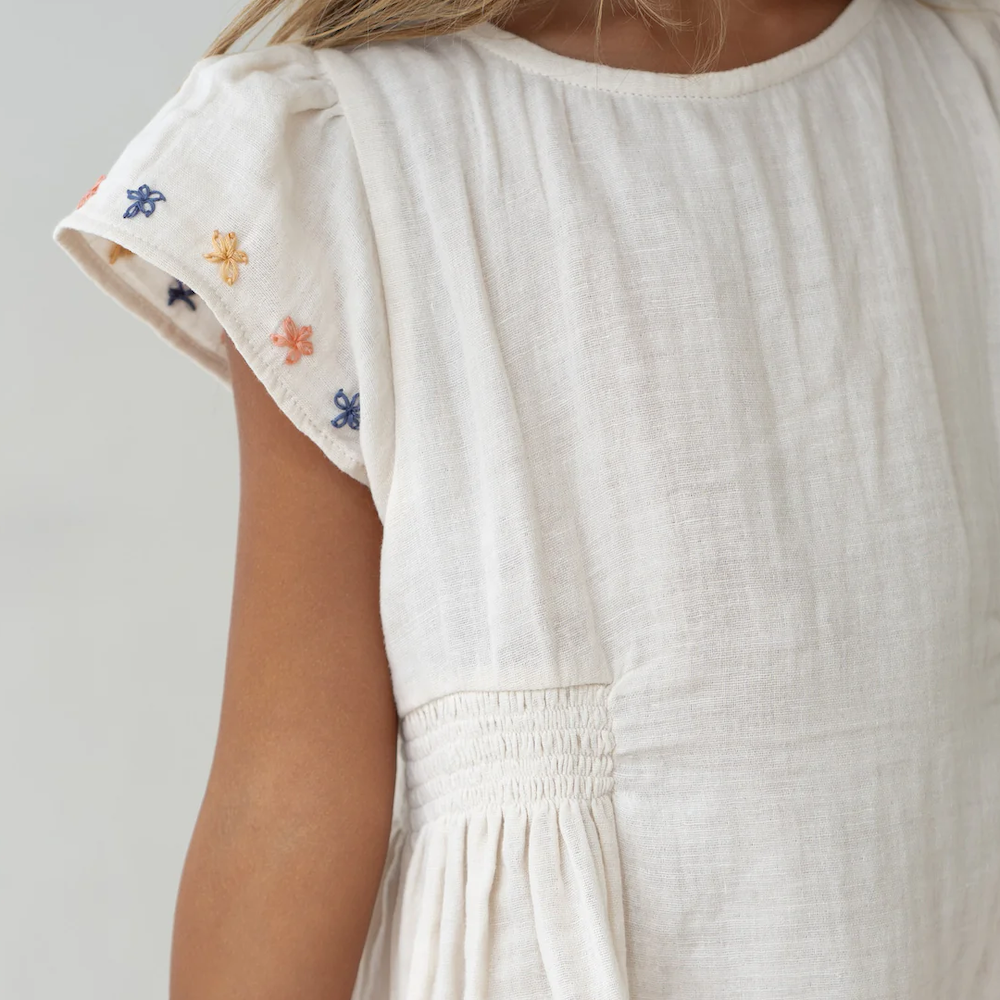 Blossom Dress Natural Embroidered