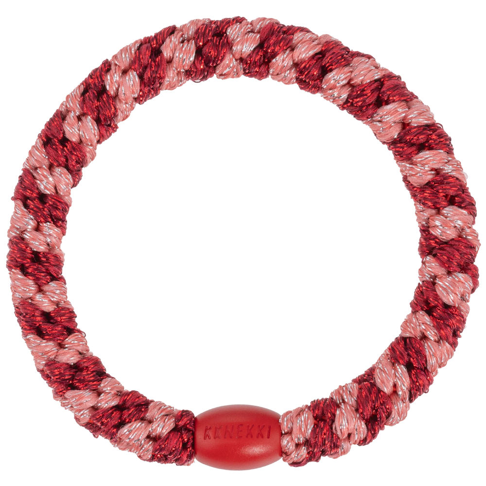 Coral Bordeaux Glitter Stripe Hair Tie