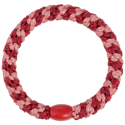 Coral Bordeaux Glitter Stripe Hair Tie