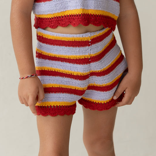 Crochet Shorts Sunset Stripe