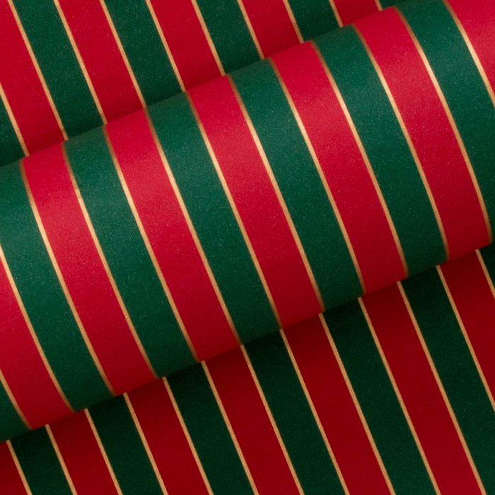 Wrapping Paper Nutcracker Stripe Dark Green/Red - Store Pick Up Only