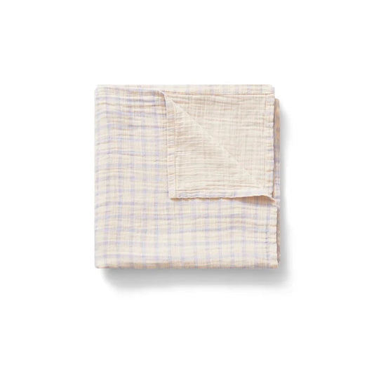 Gingham Sky Blue Muslin Swaddle Blanket