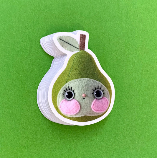 Felt Pear Vinyl Sticker