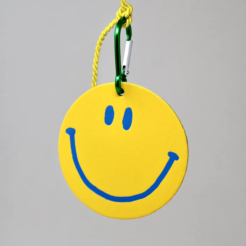 Happy Face Bag Tag Yellow