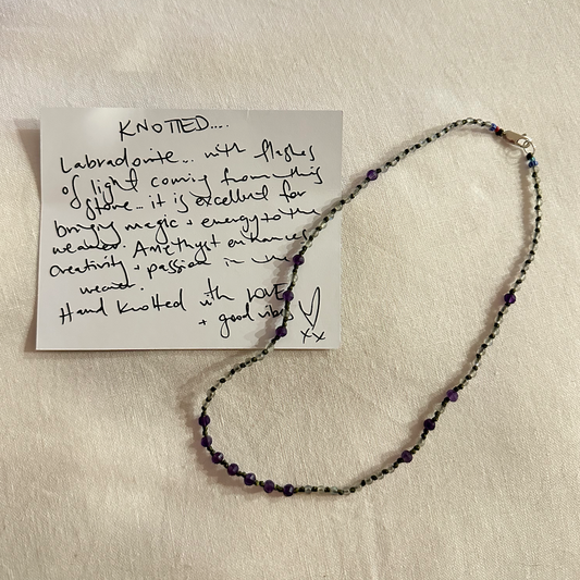 Labradorite & Amethyst Knotted Necklace