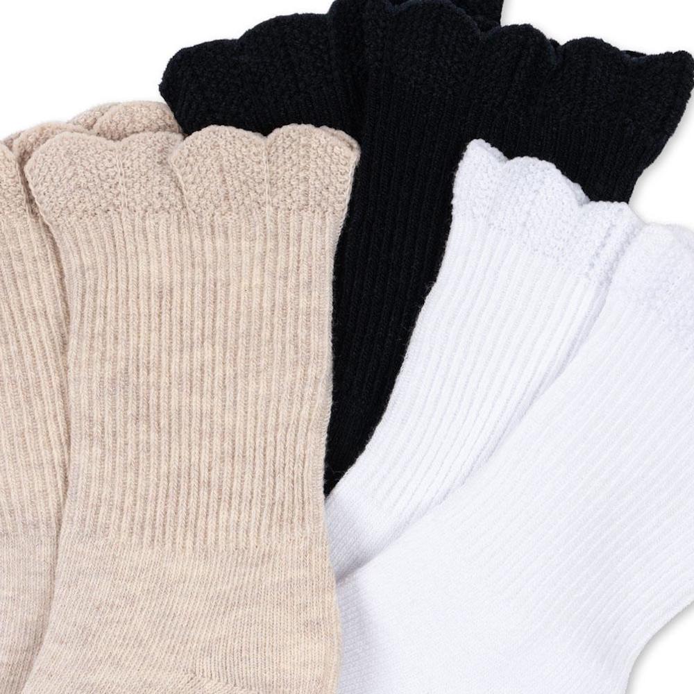 3 Pack Frill Socks White/ Navy/Beige