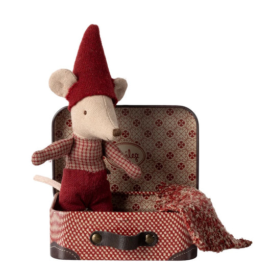 Christmas Mouse Baby in Suitcase