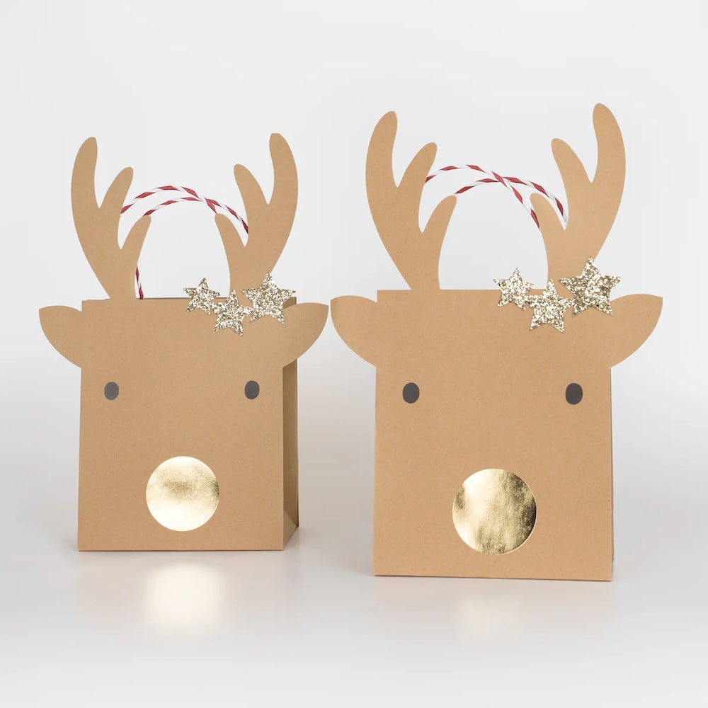 Medium Reindeer With Stars Gift Bag Pack of 2