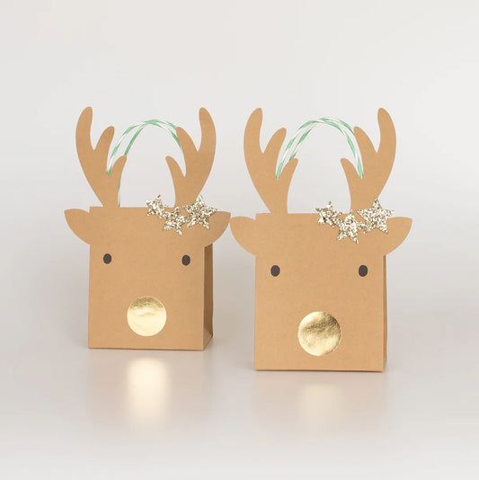 Small Reindeer With Stars Gift Bags Pack of 2