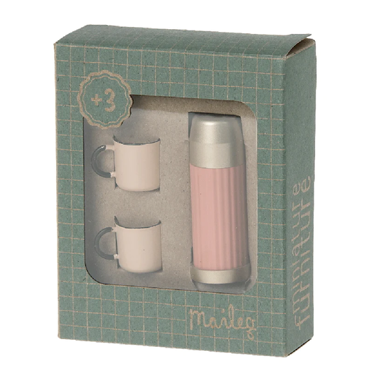 Miniature Thermos and Cups Coral