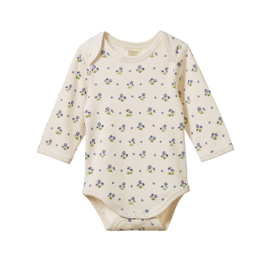 Cotton Long Sleeve Bodysuit Daisy Daze Print