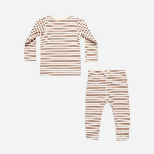 Ribbed Long Sleeve Tee + Legging Set Golden Stripe