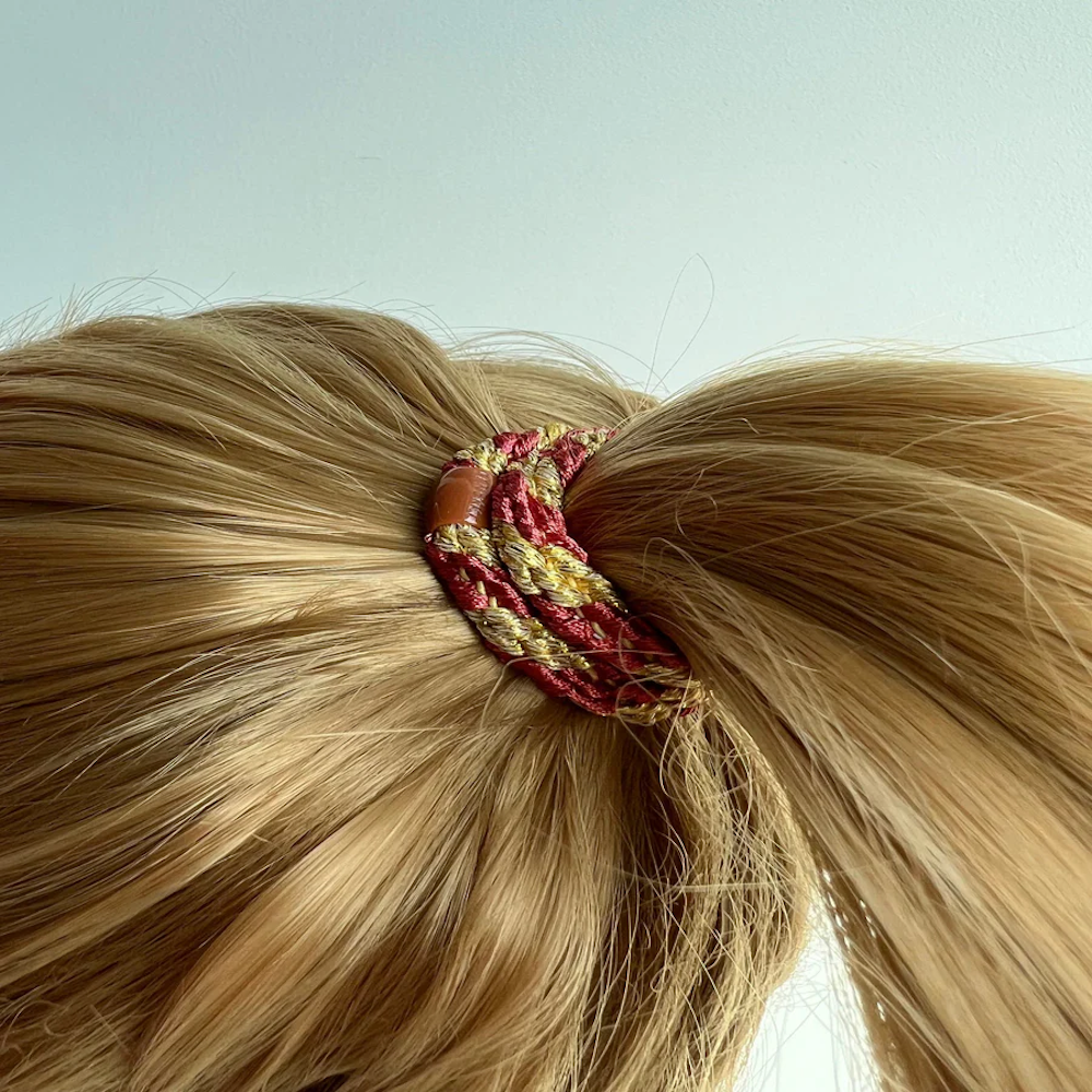 Rust Beige Glitter Stripe Hair Tie