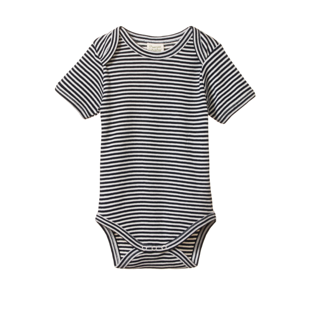 Short Sleeve Bodysuit Navy Stripe