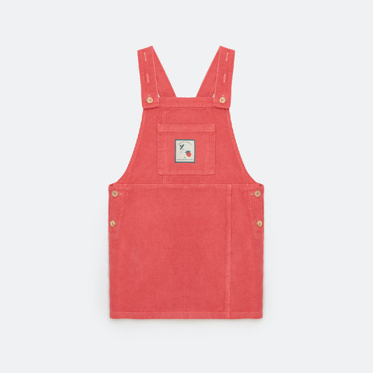 Corduroy Overall Strawberry Dress Red