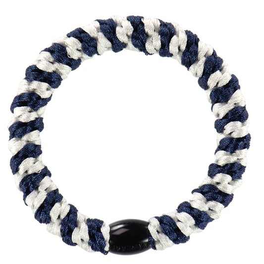 White-Navy Stripe Hair Tie