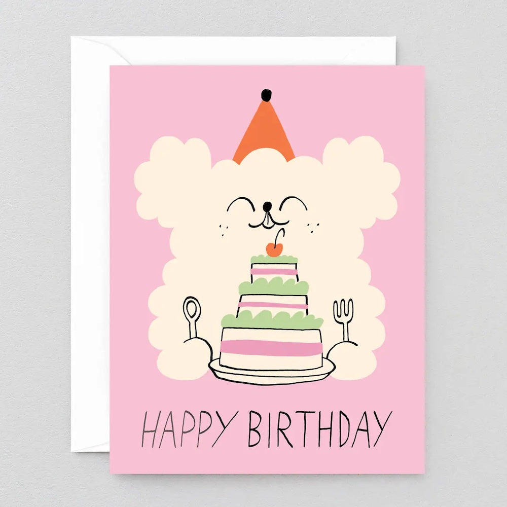 Happy Birthday Dog & Card Greeting Card