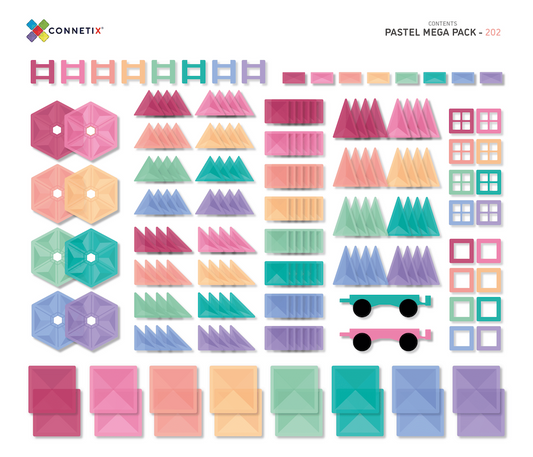 Magnetic Tiles 202 Piece Pastel Mega Pack